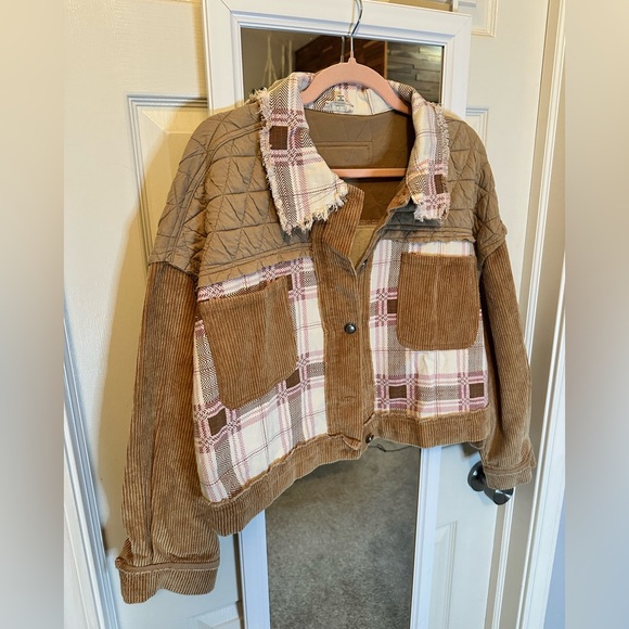 NWOT🤍POL Corduroy Jacquard Patchwork Jacket Small - Picture 5 of 9